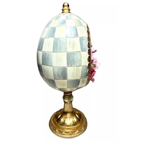 MACKENZIE-CHILDS Touch Of Pink Chick Treasure Egg Courtly Check Home Decor NEW - Picture 4 of 9